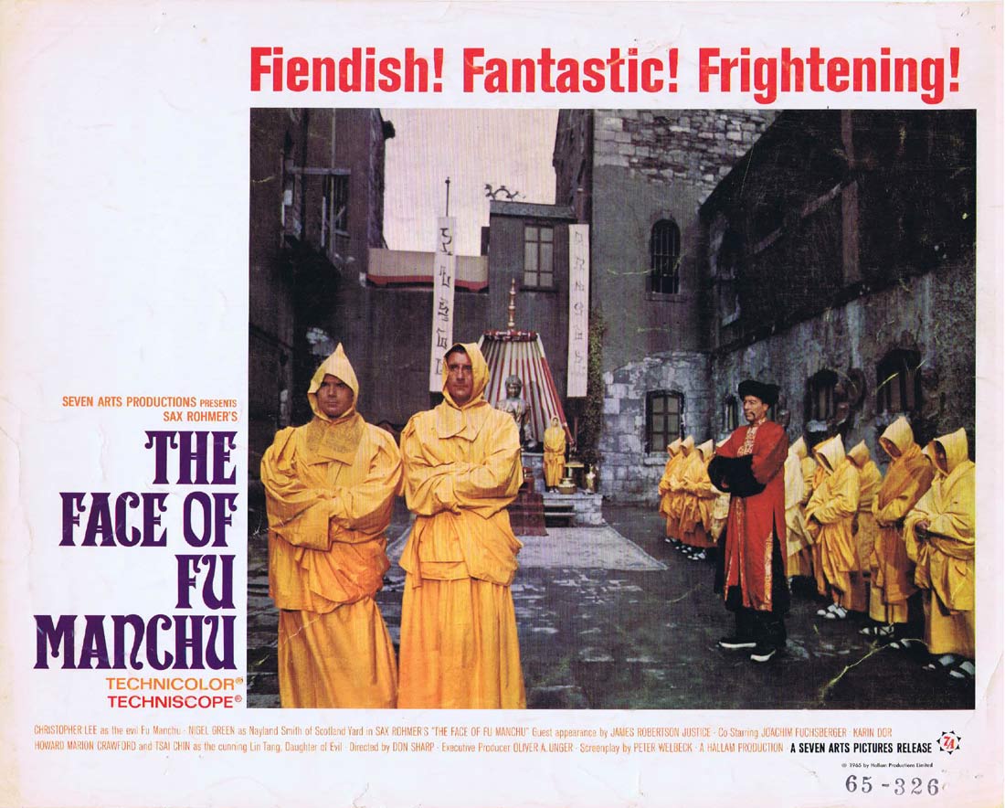 THE FACE OF FU MANCHU Original Lobby Card 3 Christopher Lee Nigel Green