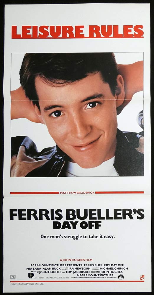 FERRIS BUELLERS DAY OFF Original Daybill Movie Poster Matthew Broderick Mia Sara Alan Ruck