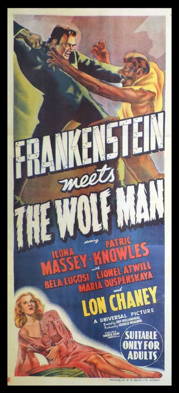 FRANKENSTEIN MEETS THE WOLFMAN Original Daybill Movie Poster Bela Lugosi Universal Horror