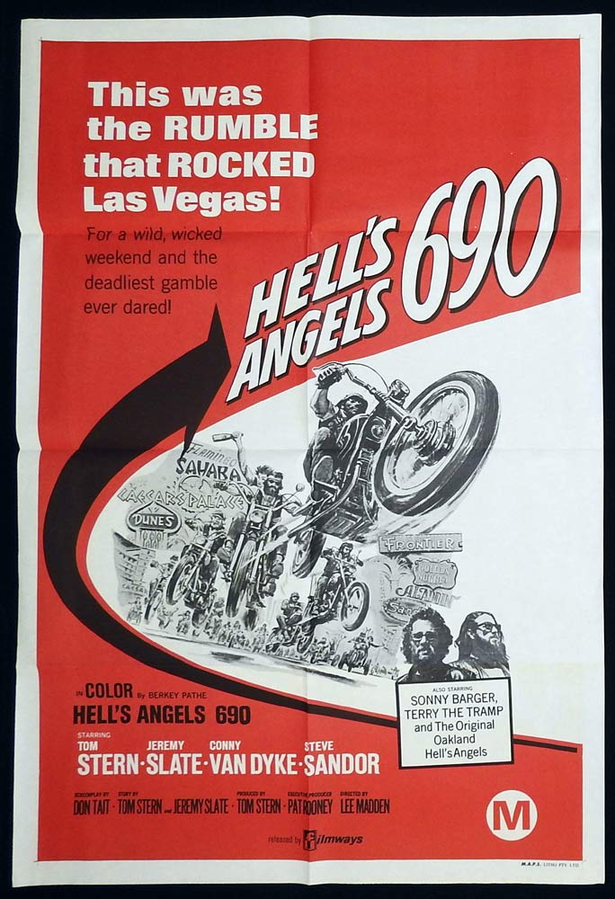 HELLS ANGELS 690 Original One Sheet Movie poster Motorcycle Biker