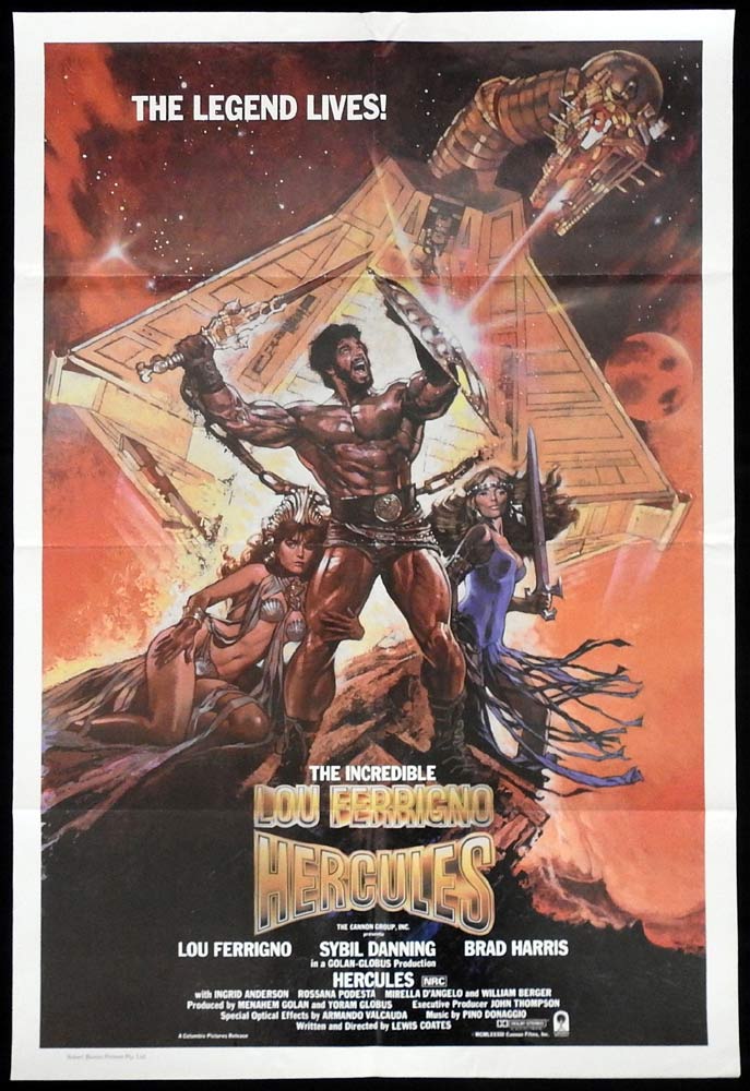 HERCULES Original One Sheet Movie Poster Lou Ferrigno Sybil Danning