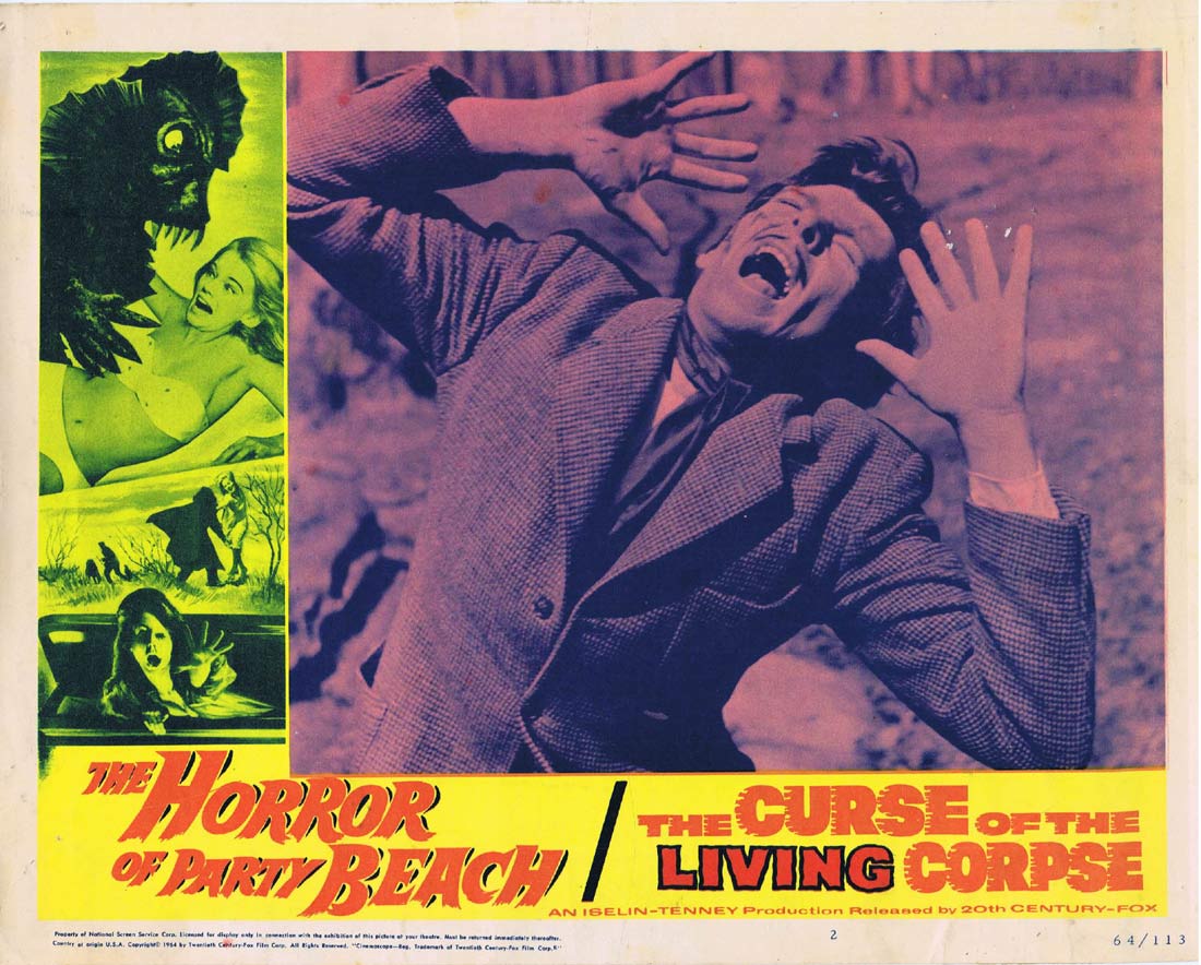 HORROR OF PARTY BEACH and CURSE OF THE LIVING CORPSE Original Lobby card 2 Horror