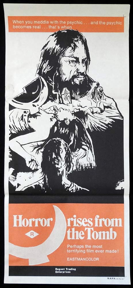 HORROR RISES FROM THE TOMB Original Daybill Movie Poster Paul Naschy Horror Warlock
