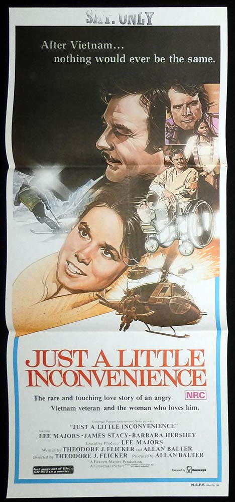 JUST A LITTLE INCONVENIENCE Original Daybill Movie Poster 1977 Lee Majors