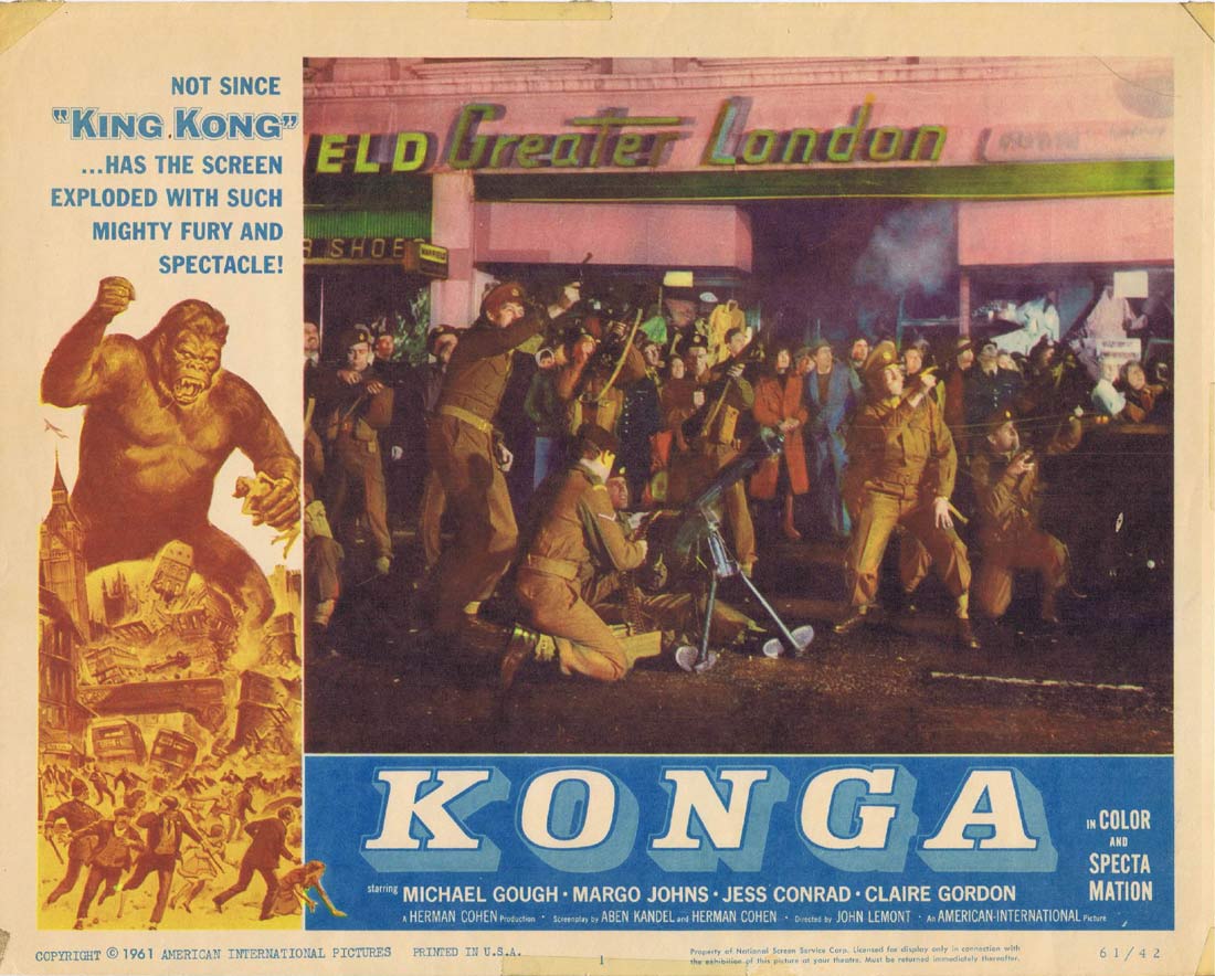 KONGA Original Lobby Card 1 Michael Gough Sci Fi Horror 1960 Giant Ape