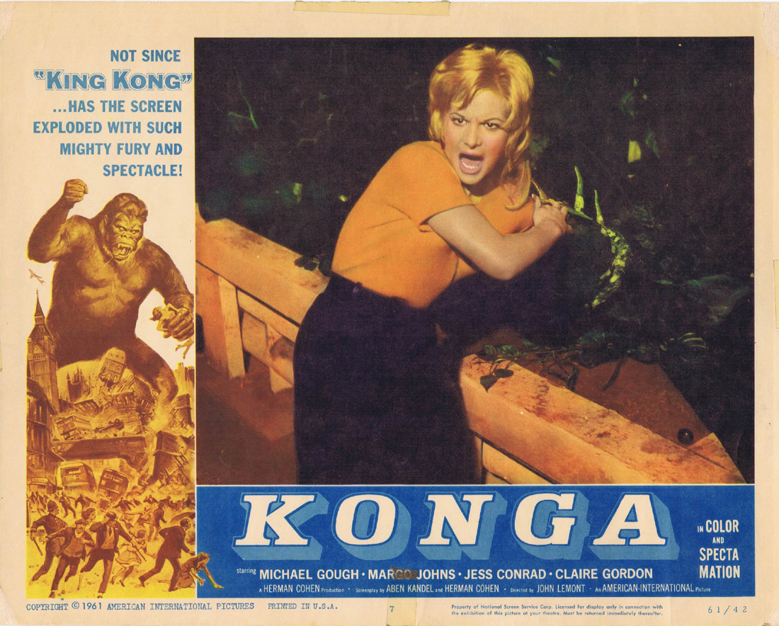 KONGA Original Lobby Card 7 Michael Gough Sci Fi Horror 1960 Giant Ape