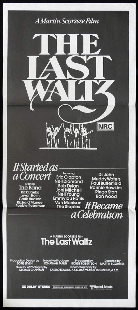 THE LAST WALTZ Australian Daybill Movie poster Martin Scorsese