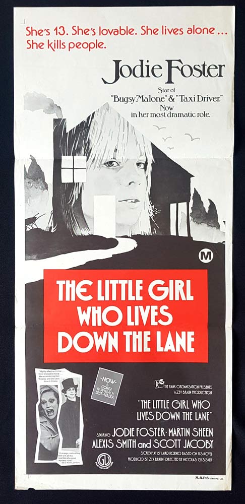 THE LITTLE GIRL WHO LIVES DOWN THE LANE Original Daybill Movie Poster Jodie Foster Martin Sheen