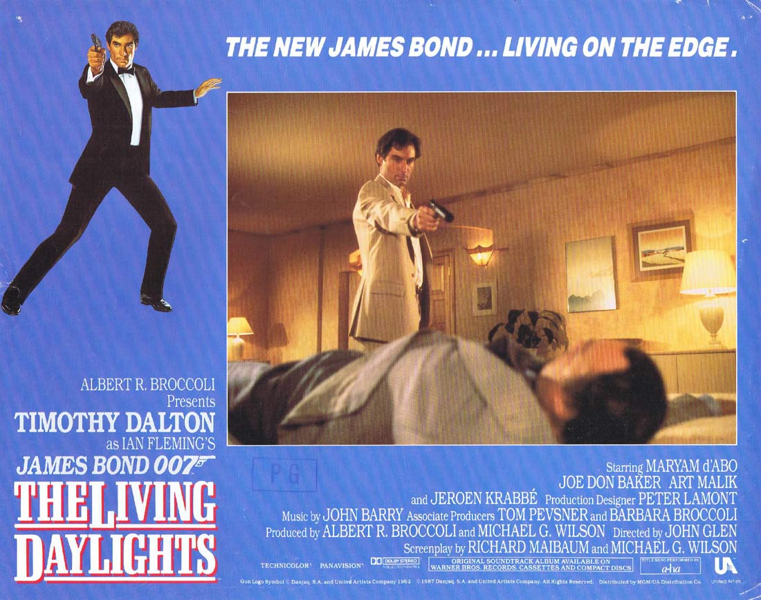 THE LIVING DAYLIGHTS Original US Lobby Card 3 Timothy Dalton James Bond