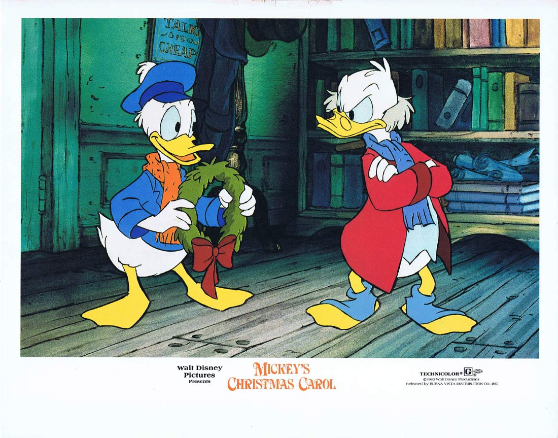 MICKEY’S CHRISTMAS CAROL Original Lobby card 2 Donald Duck Disney Mickey Mouse