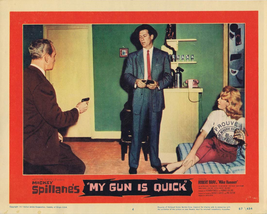 MY GUN IS QUICK Original Lobby Card 4 Robert Bray Mike Hammer Mickey Spillane