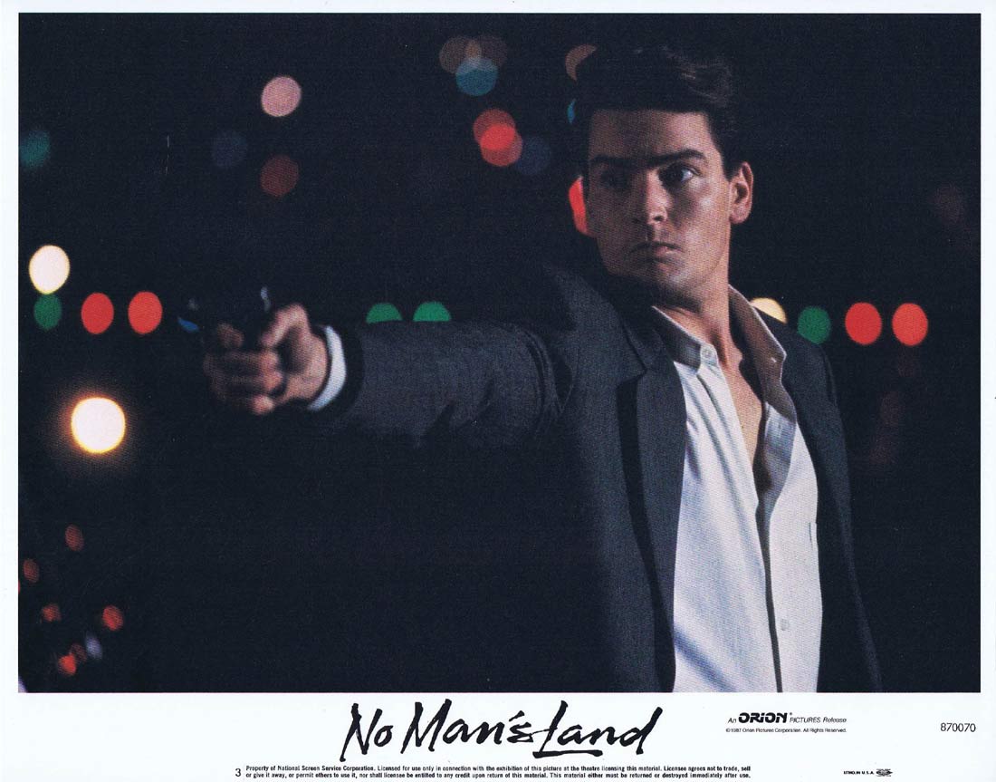 NO MAN’S LAND Original Lobby Card 3 Charlie Sheen Randy Quaid