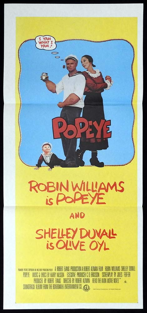 POPEYE Original Daybill Movie Poster Robin Williams Shelley Duvall