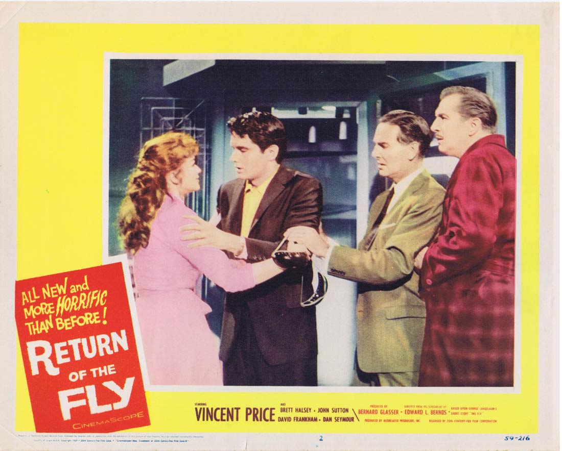 RETURN OF THE FLY Original Lobby Card 2 Vincent Price Horror 1959