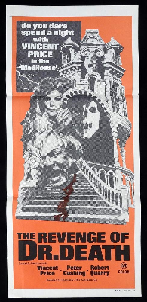 THE REVENGE OF DR DEATH aka MADHOUSE Daybill Movie poster Vincent Price Peter Cushing