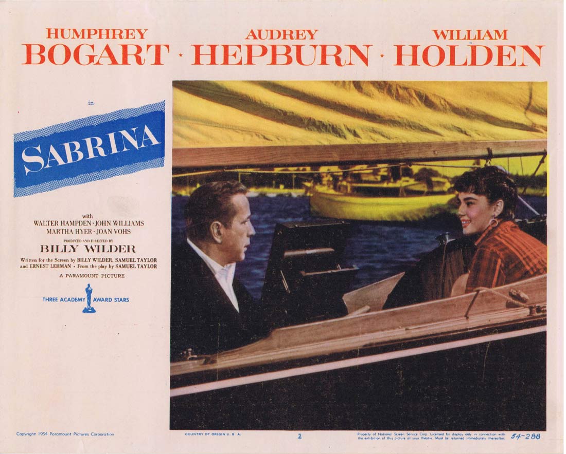 SABRINA Original Lobby Card 2 Humphrey Bogart Audrey Hepburn