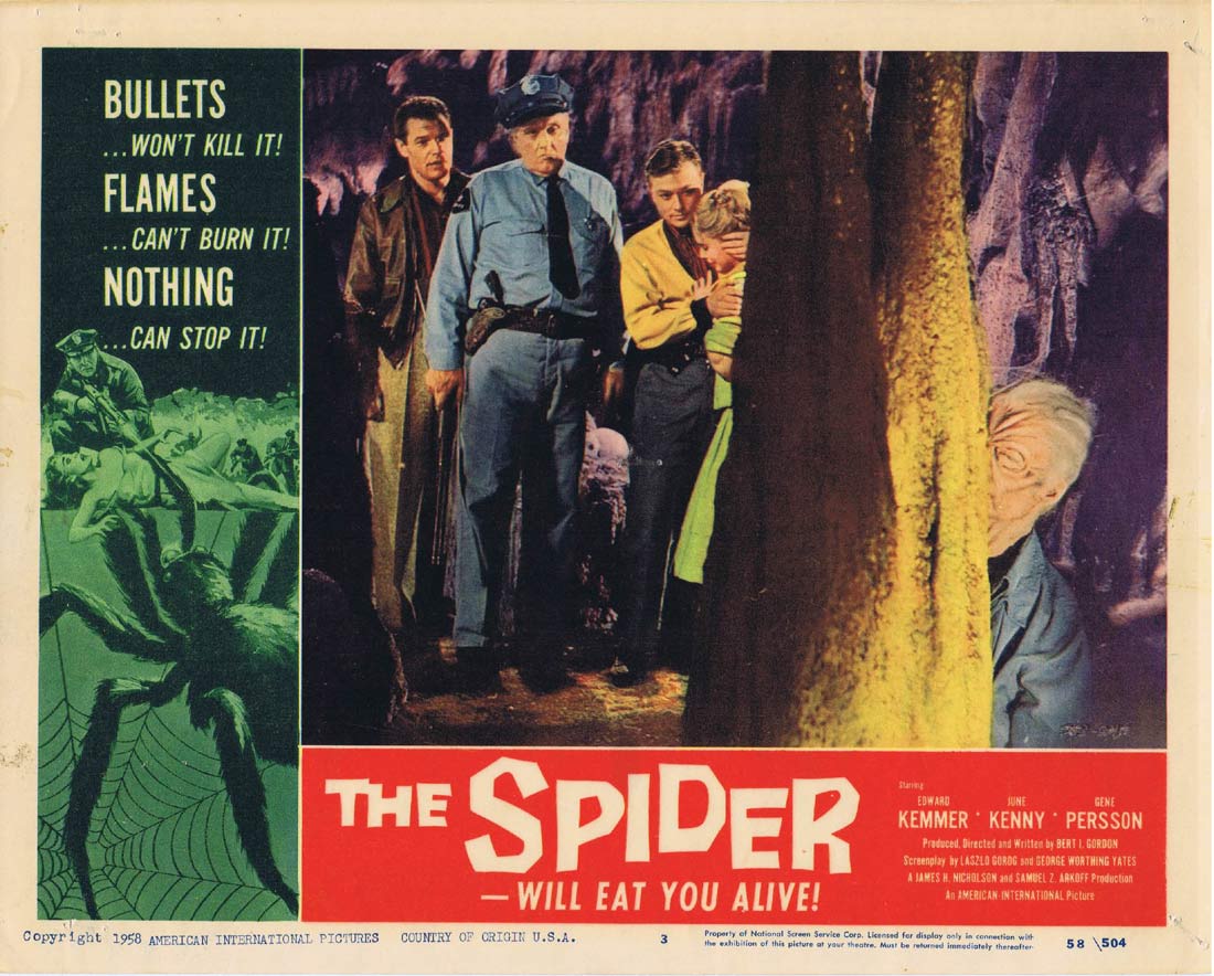 THE SPIDER aka Earth Vs The Spider Original Lobby Card 3 1958 Sci Fi