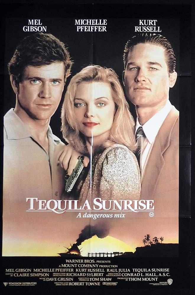 TEQUILA SUNRISE Original One Sheet Movie Poster Mel Gibson Michelle Pfeiffer Kurt Russell