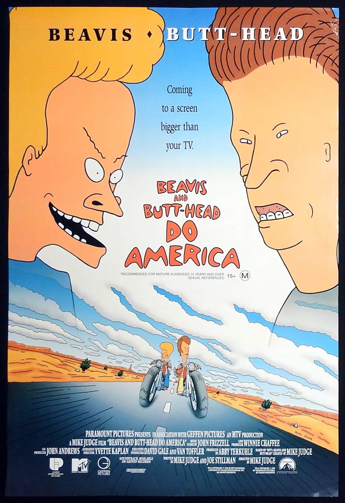 BEAVIS AND BUTTHEAD DO AMERICA Original Rolled One sheet Movie poster Mike Judge Demi Moore