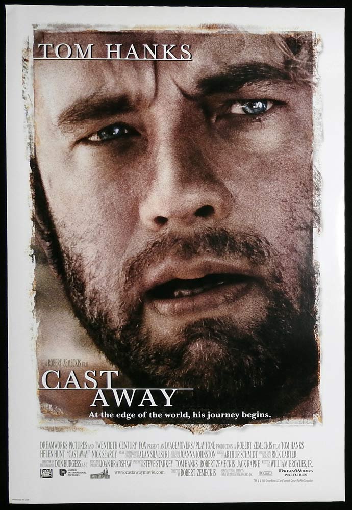 CAST AWAY Original Rolled One sheet Movie poster Tom Hanks Helen Hunt