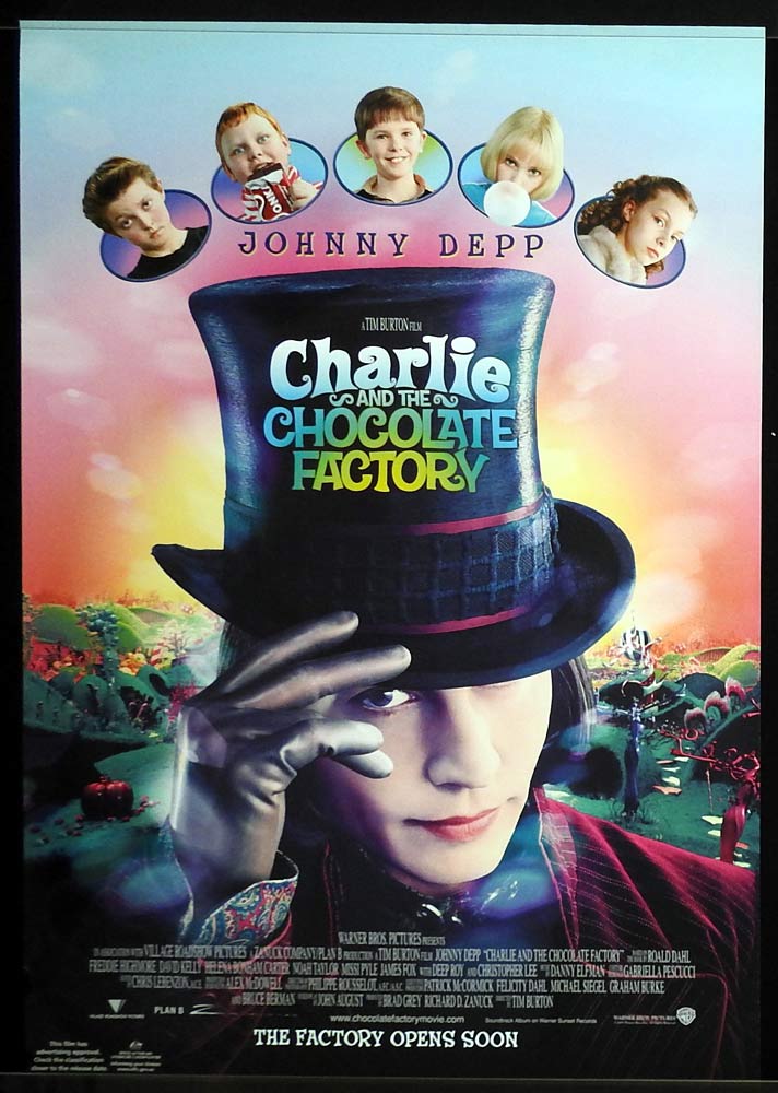 CHARLIE AND THE CHOCOLATE FACTORY Original Rolled One sheet Movie poster Johnny Depp Tim Burton