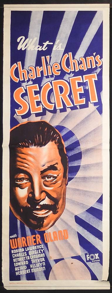 CHARLIE CHAN’S SECRET Long Daybill Movie poster 1936 Warner Oland