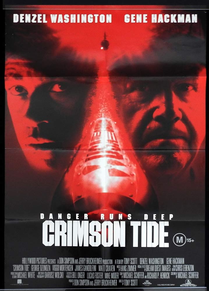 CRIMSON TIDE Original One sheet Movie poster Denzel Washington Gene Hackman
