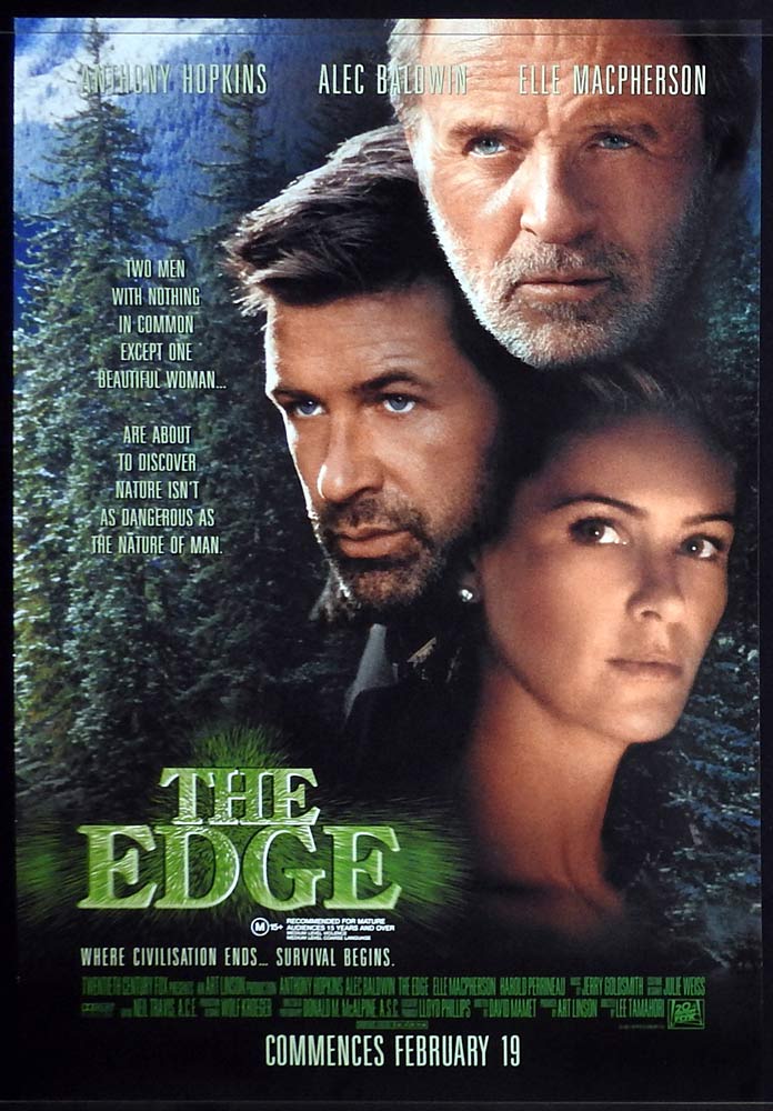 THE EDGE Original Advance One sheet Movie poster Anthony Hopkins Alec Baldwin Elle Macpherson