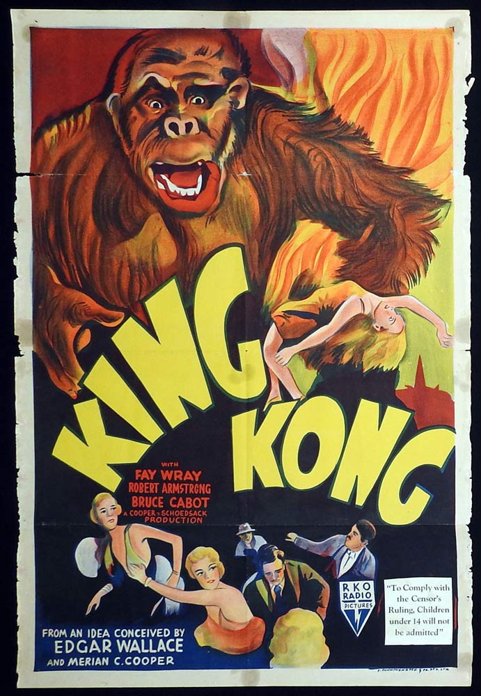 KING KONG Original 1949r One Sheet Movie poster Fay Wray Robert Armstrong