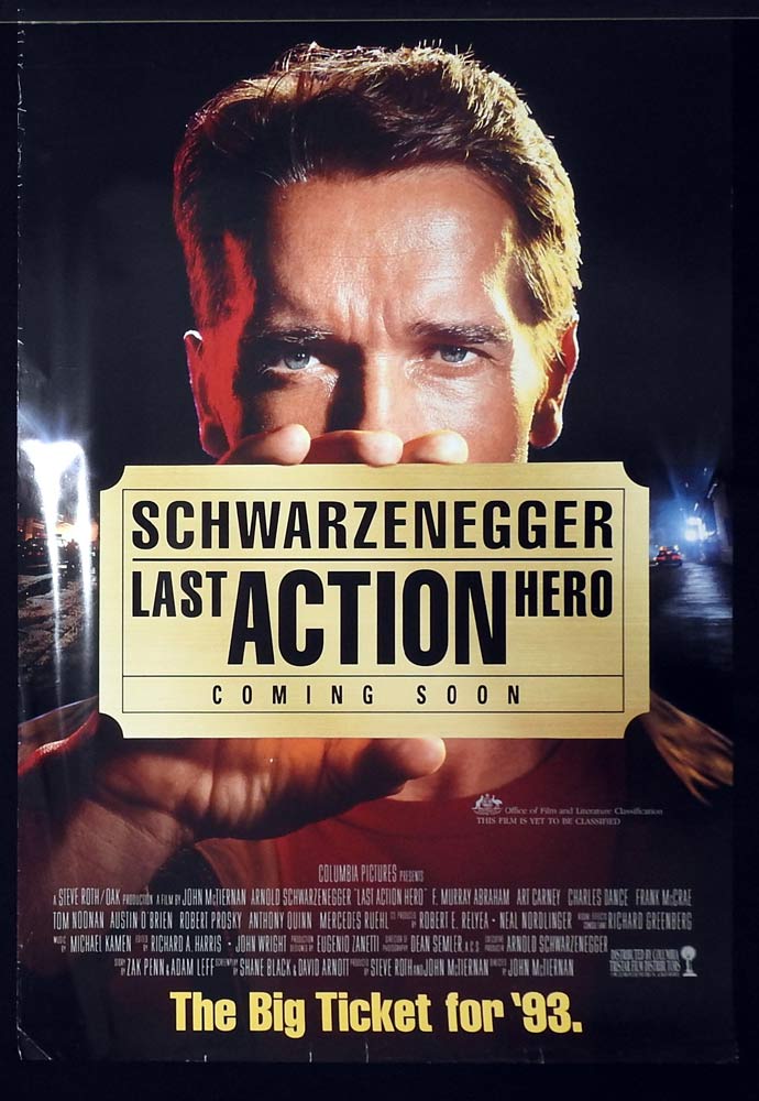 LAST ACTION HERO Original Rolled One sheet Movie poster Arnold Schwarzenegger