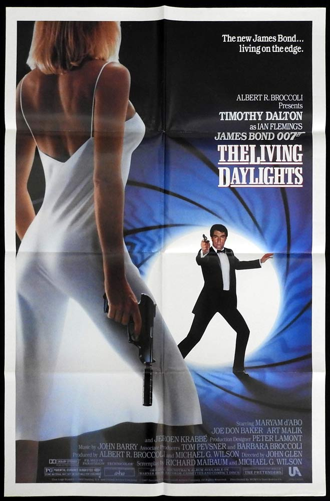 THE LIVING DAYLIGHTS Original US One sheet Movie poster Timothy Dalton ...