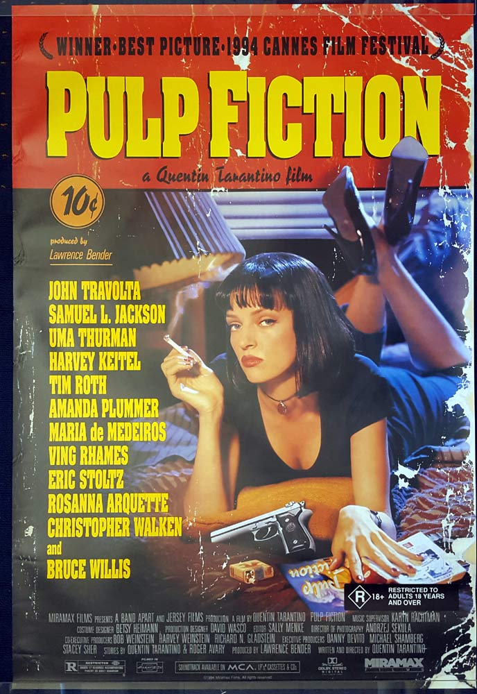 PULP FICTION Original Daybill Movie poster John Travolta Quentin Tarantino