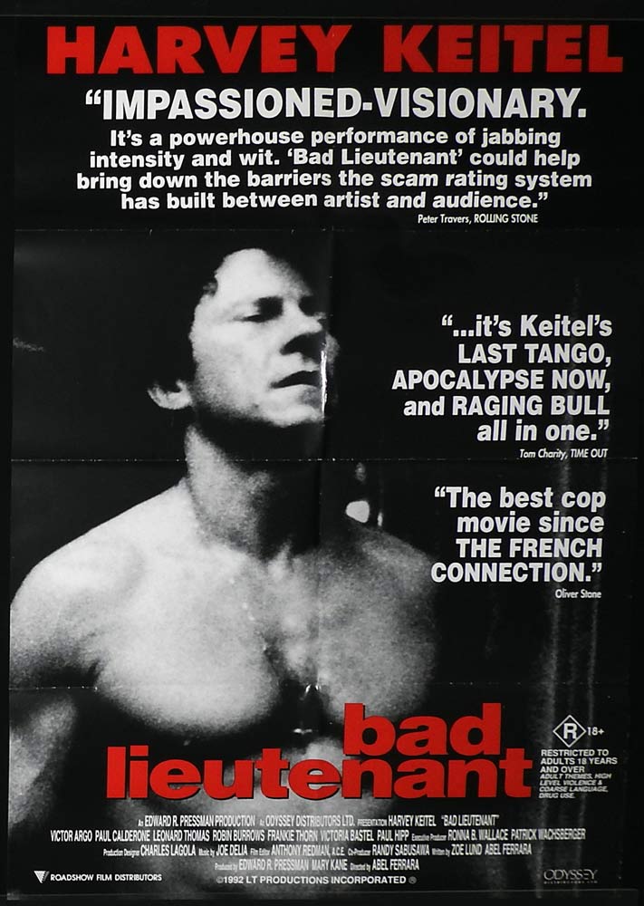 BAD LIEUTENANT Original One sheet Movie poster Harvey Keitel