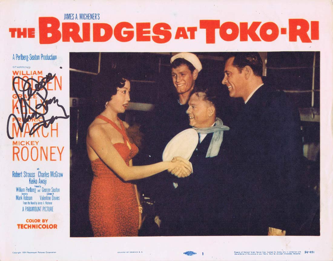 THE BRIDGES AT TOKO-RI Original Lobby Card 1 Autographed by Mickey Rooney