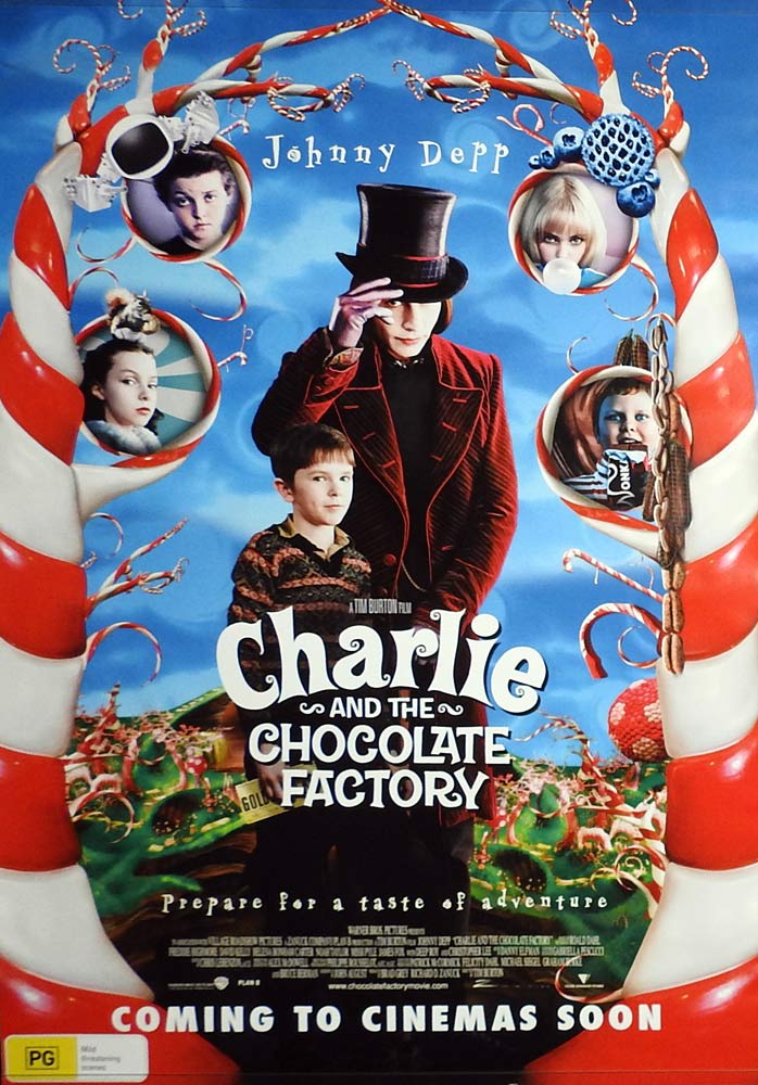 CHARLIE AND THE CHOCOLATE FACTORY Original ADVANCE One sheet Movie poster Johnny Depp