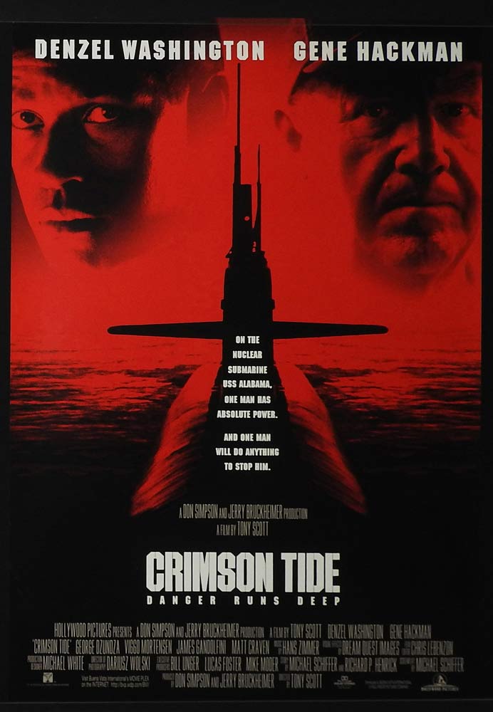 CRIMSON TIDE Rolled One sheet Movie poster Denzel Washington Gene Hackman