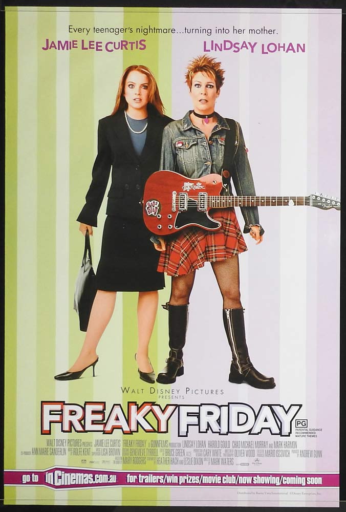 FREAKY FRIDAY Rolled One sheet Movie poster Jamie Lee Curtis Lindsay Lohan