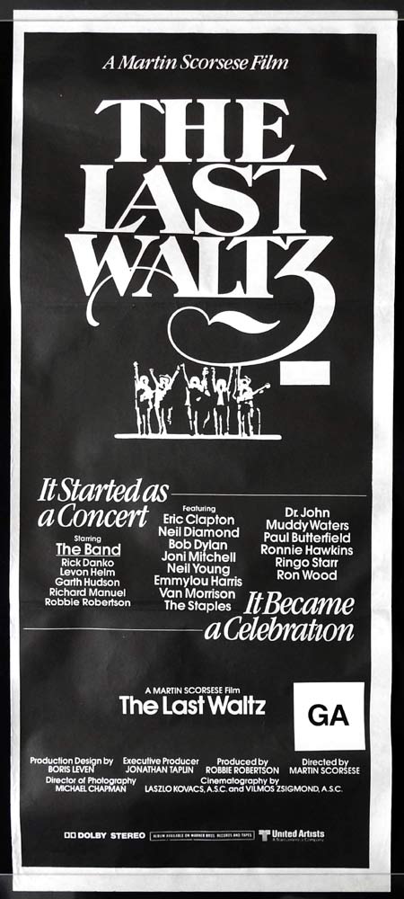 THE LAST WALTZ Original Daybill Movie poster Martin Scorsese NZ