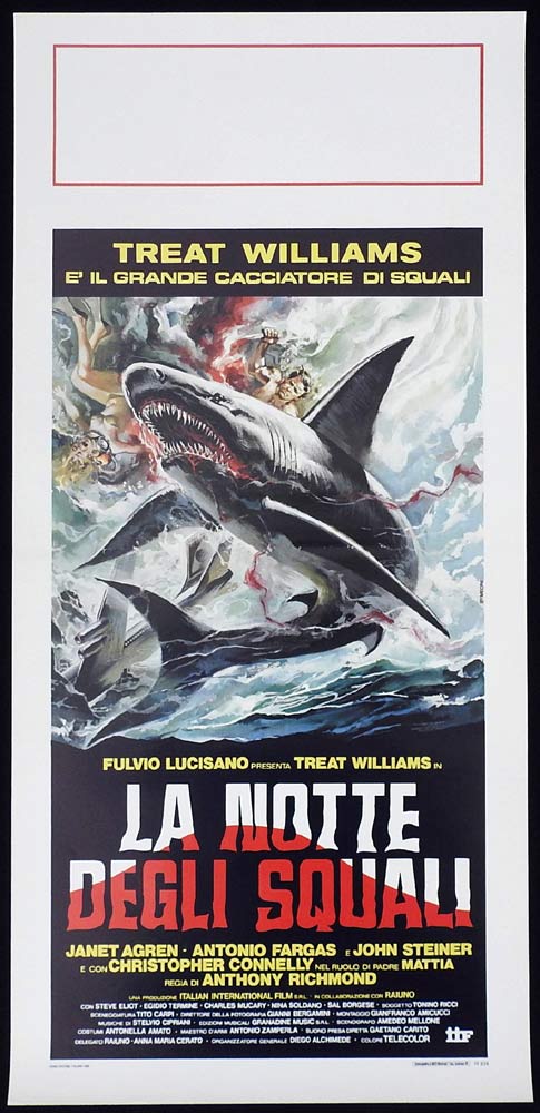NIGHT OF THE SHARKS Original Locandina Movie Poster Treat Williams Shark Attack