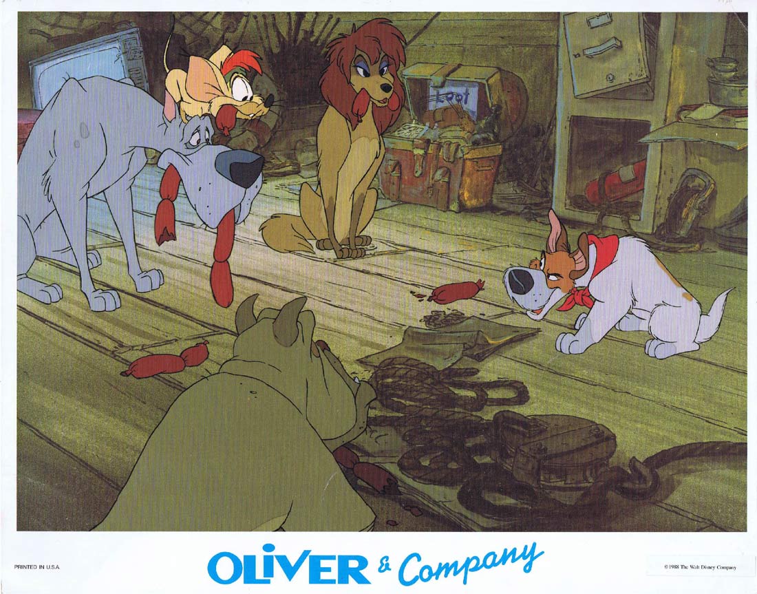 OLIVER AND COMPANY Original Lobby Card Joey Lawrence Billy Joel