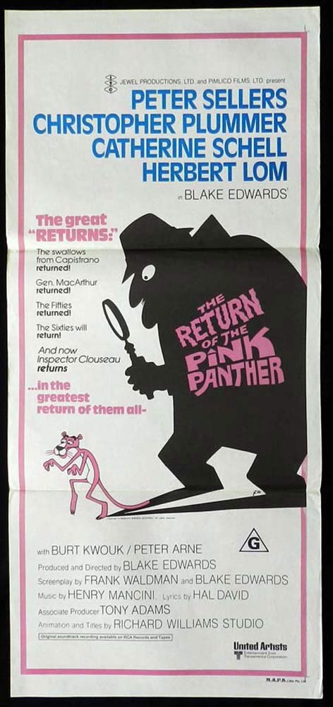 THE RETURN OF THE PINK PANTHER Original Daybill Movie poster Peter Sellers