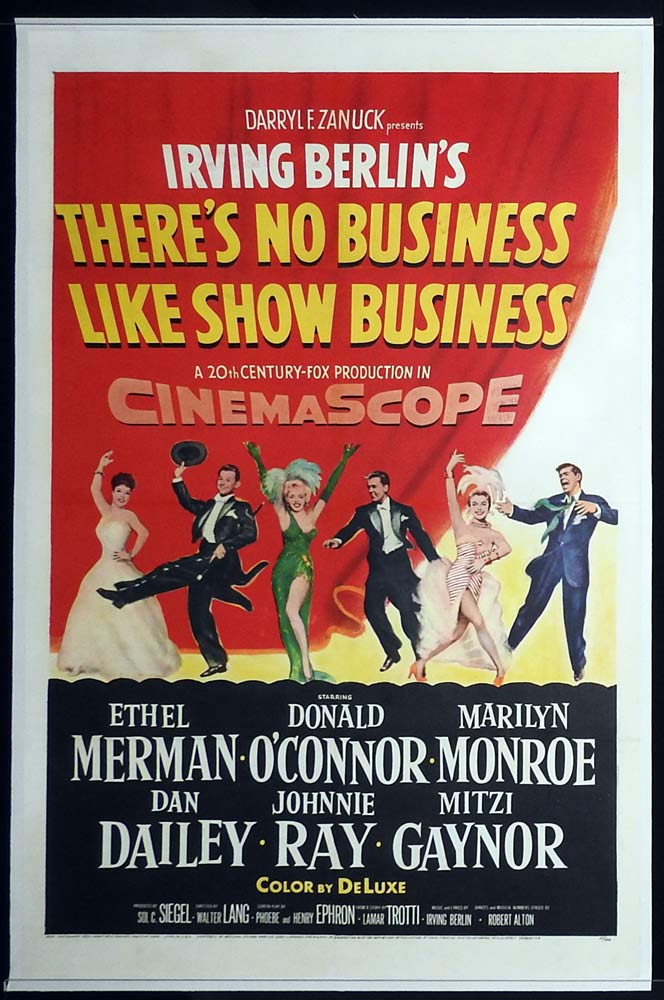 THERE’S NO BUSINESS LIKE SHOW BUSINESS Rolled Linen Backed One sheet Movie poster Marilyn Monroe