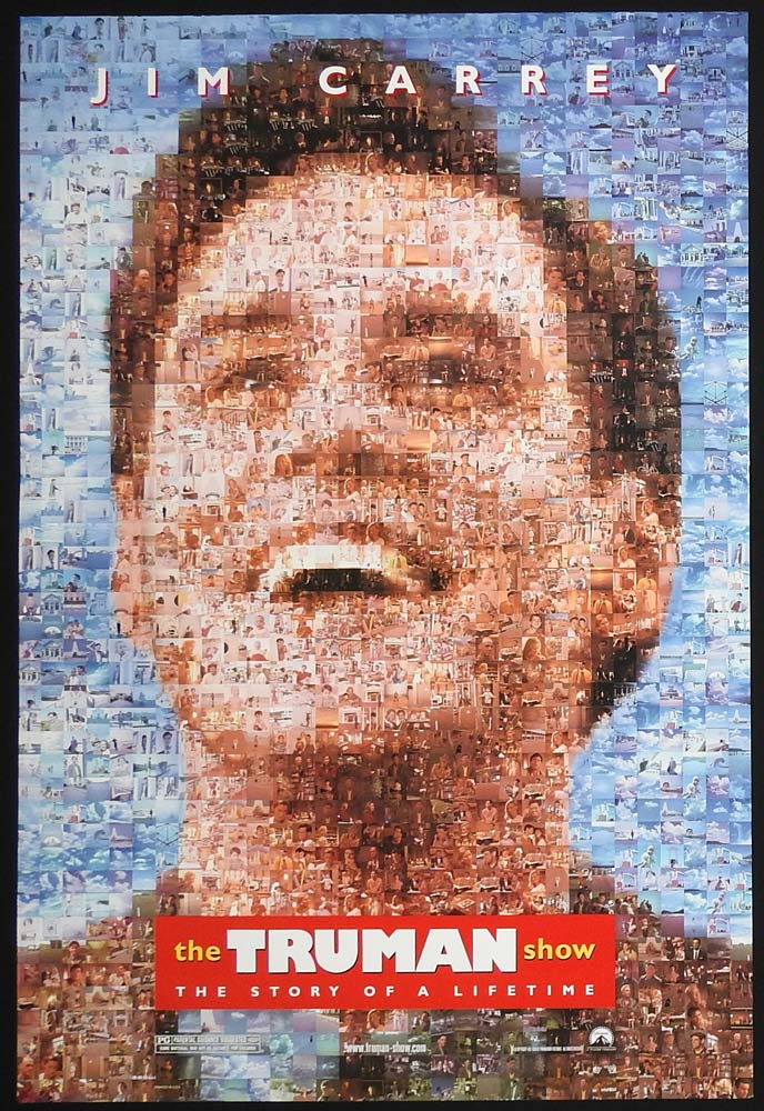 THE TRUMAN SHOW Original One sheet Movie poster Jim Carrey Collage style