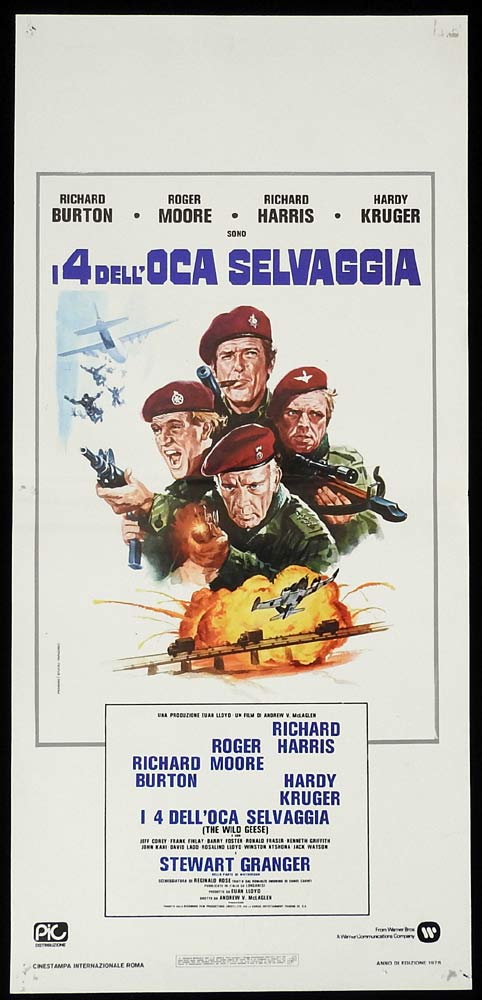 THE WILD GEESE Original Locandina Movie Poster Richard Burton Roger Moore
