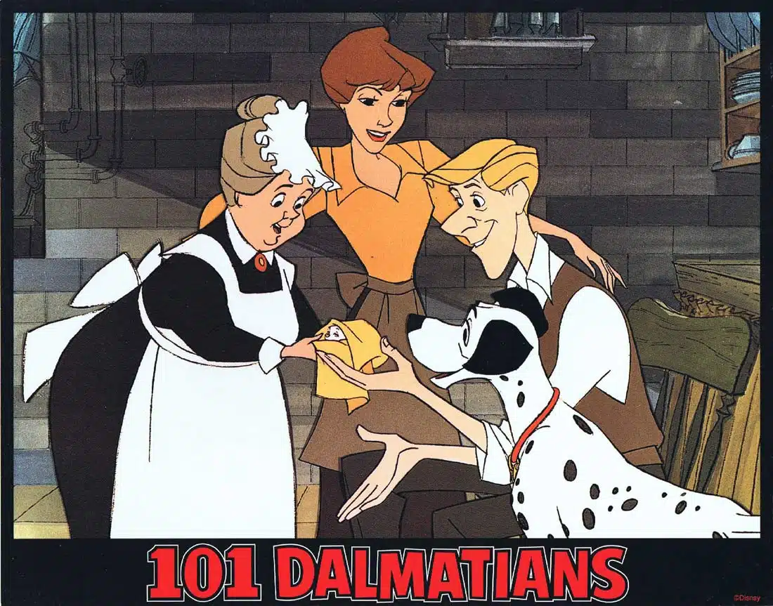 101 DALMATIANS Original Lobby Card 3 Rod Taylor Cate Bauer Disney