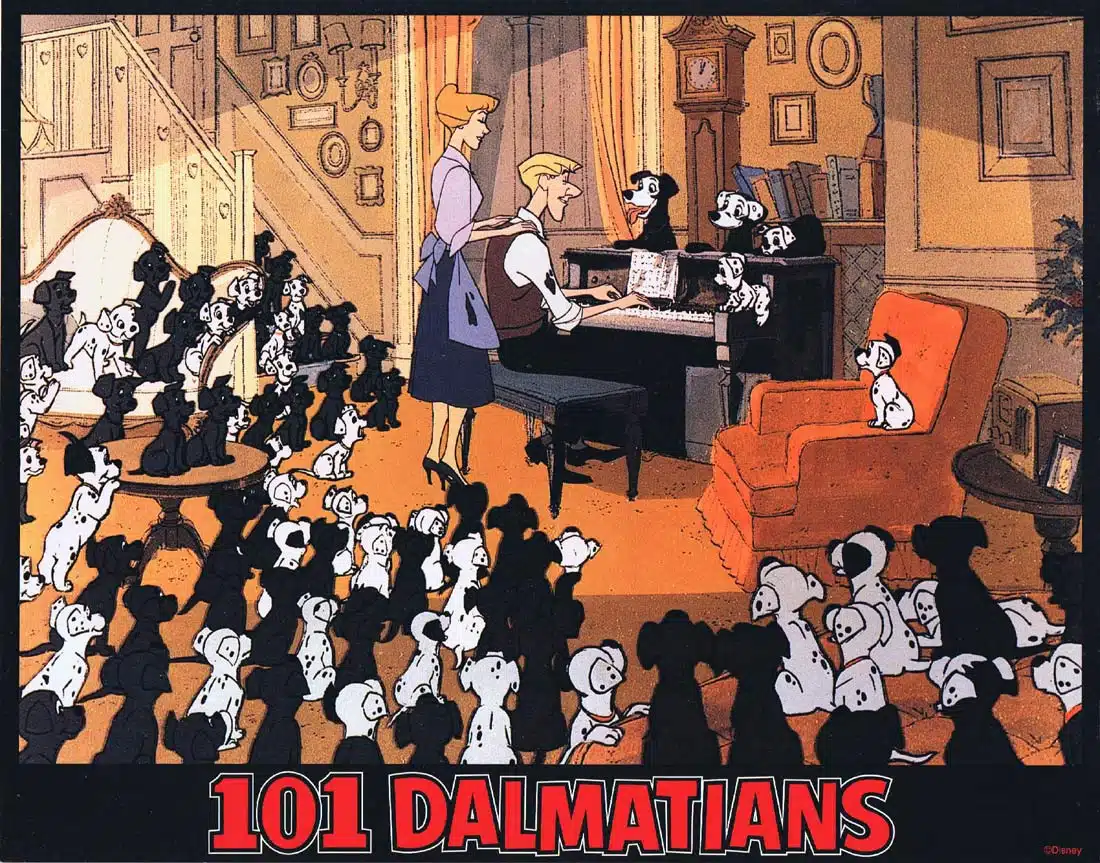 101 DALMATIANS Original Lobby Card 7 Rod Taylor Cate Bauer Disney