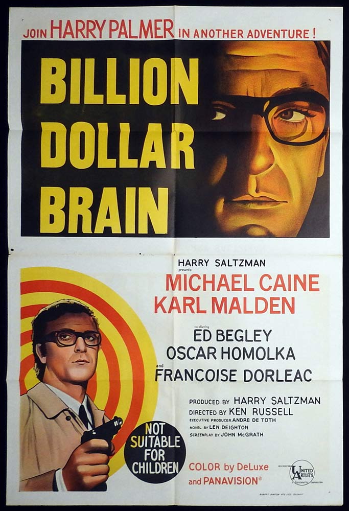 BILLION DOLLAR BRAIN One sheet Movie poster Michael Caine Karl Malden