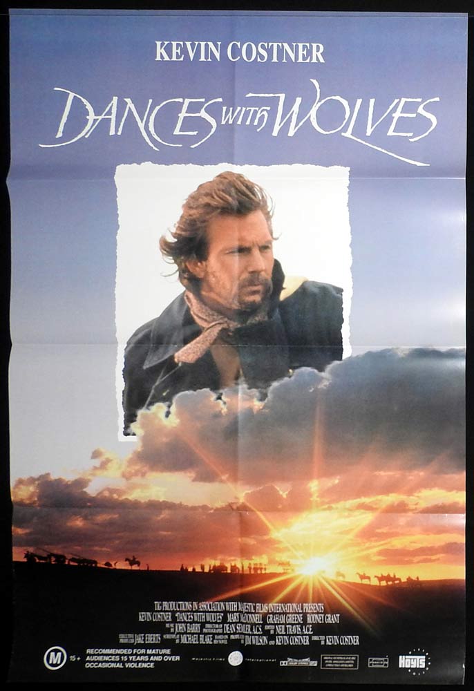 DANCES WITH WOLVES Original One sheet Movie poster Kevin Costner Mary McDonnell