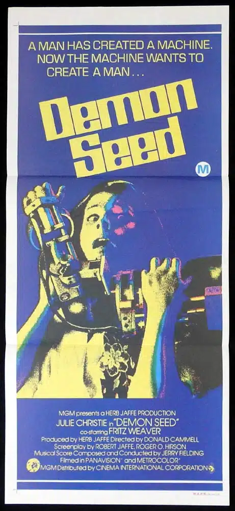 DEMON SEED Original Daybill Movie poster Julie Christie Fritz Weaver Sci Fi Horror