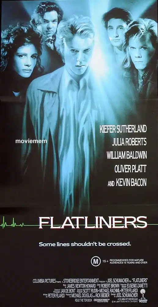 FLATLINERS Original Daybill Movie poster Kiefer Sutherland Julia Roberts William Baldwin